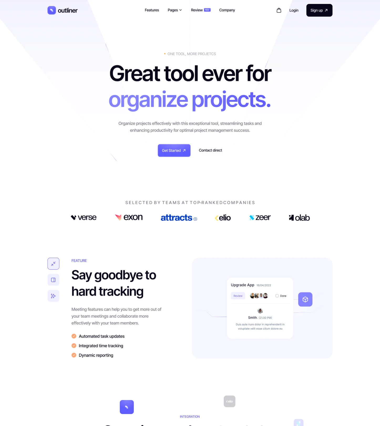 Outliner – Project Management SaaS Template