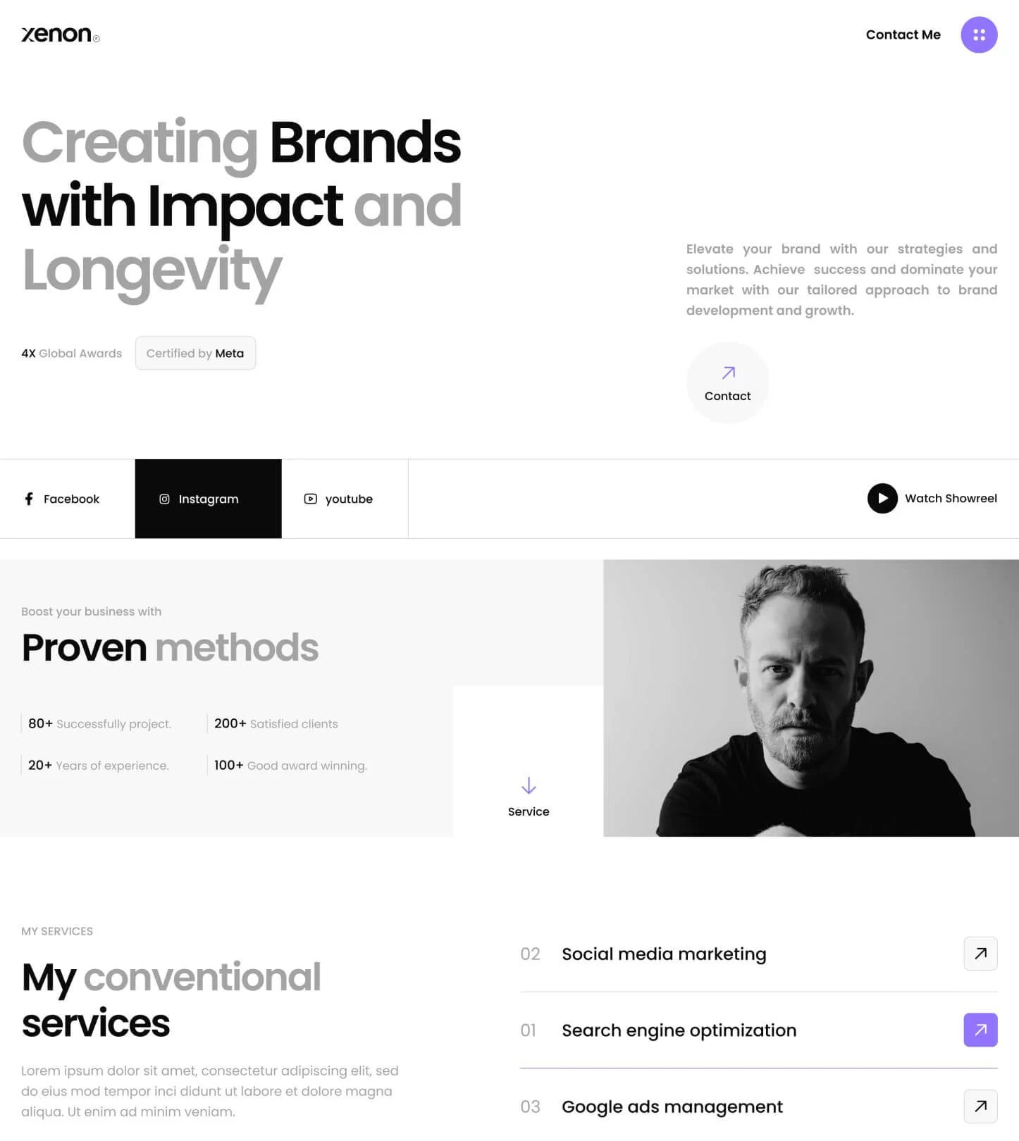 Xenon – Marketer Portfolio Website Template