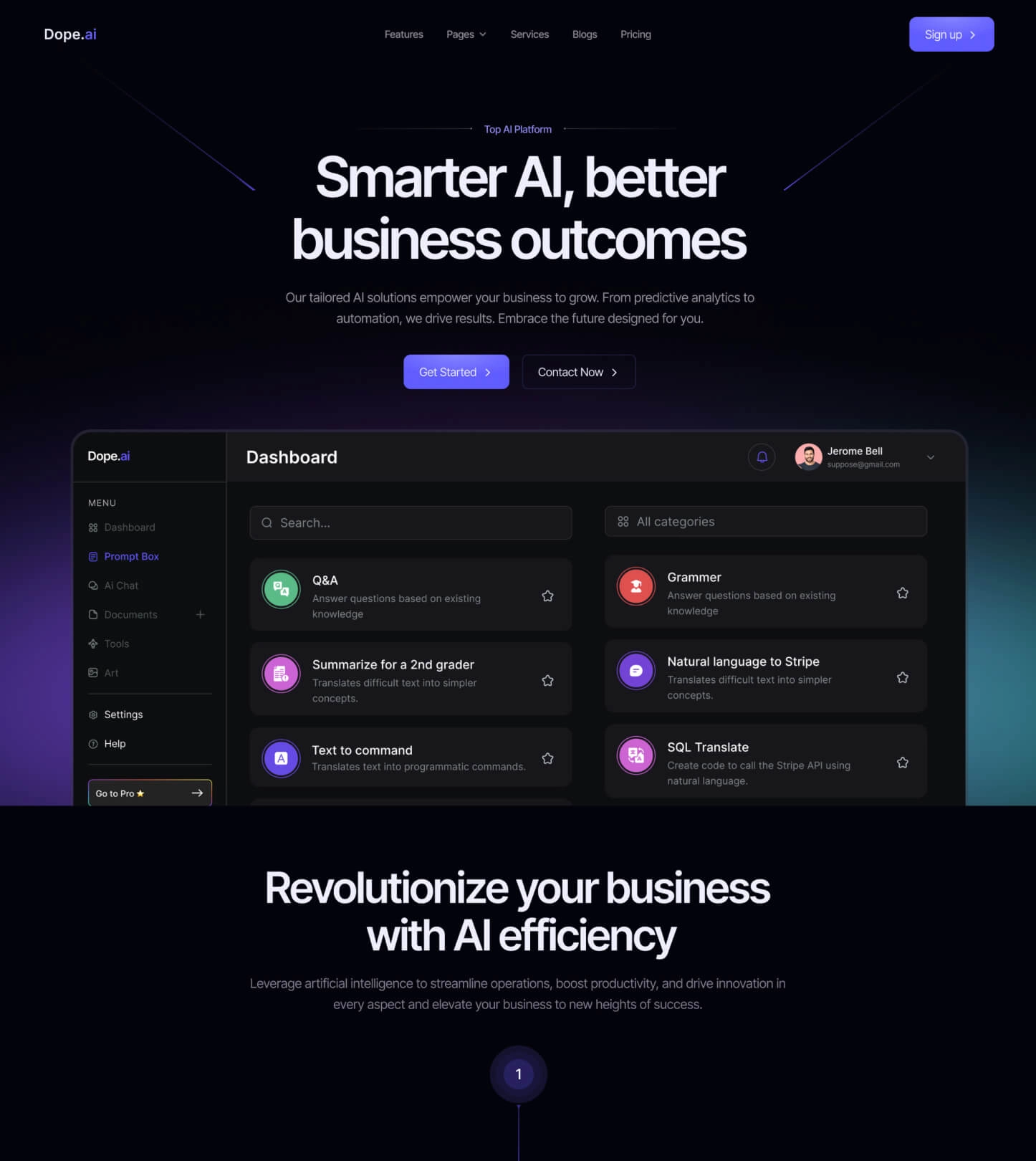 Dope – Ai Content Writer SaaS Website Template