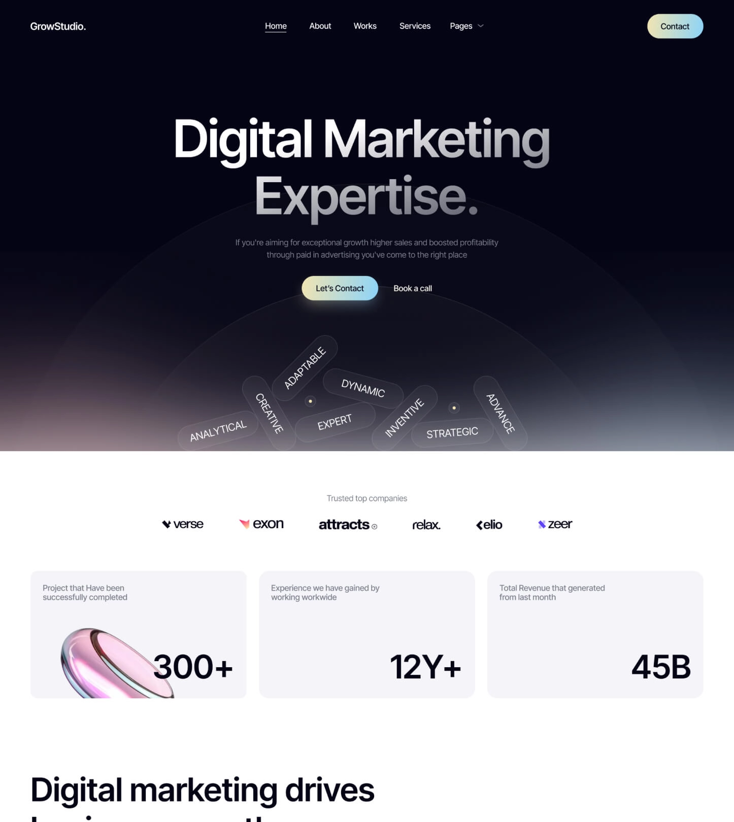 Grow Studio – Digital Marketing Agency Template